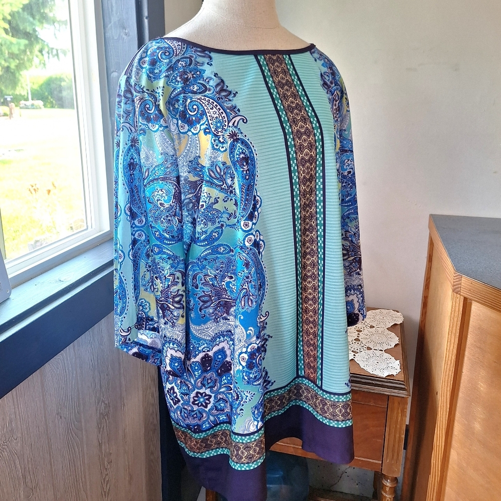 Catherines Paisley Tunic Blouse, Size 1X, Style#001049164,NWT